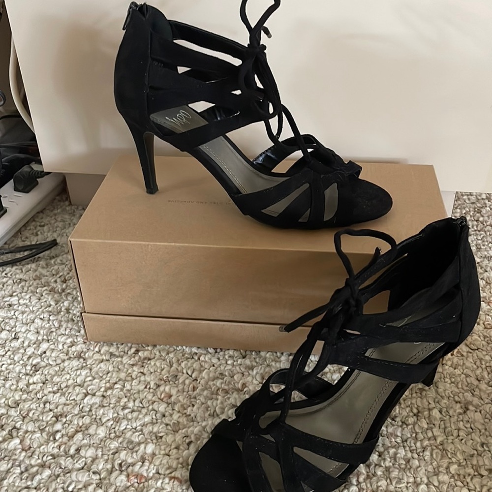 Black lace up heels